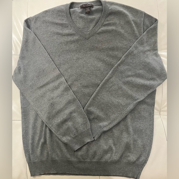 Men’s J.Hilburn Grey V-Neck Sweater L - Picture 1 of 4